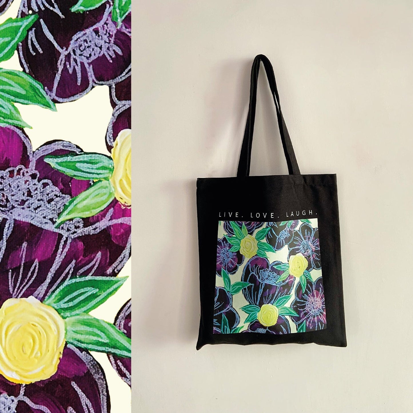 Live. Love. Laugh. | Tote Bag Tote Bags feb & flowers