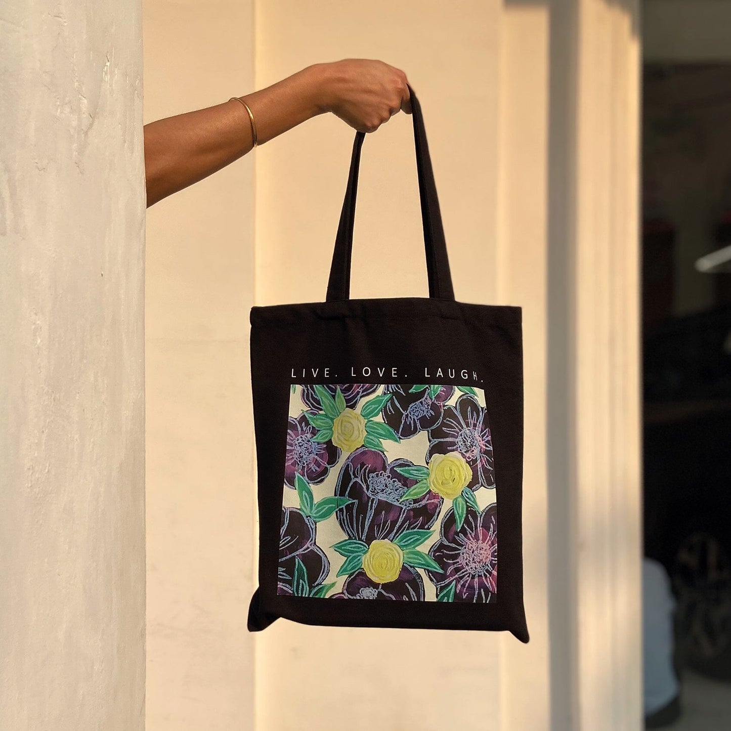 Live. Love. Laugh. | Tote Bag Tote Bags feb & flowers
