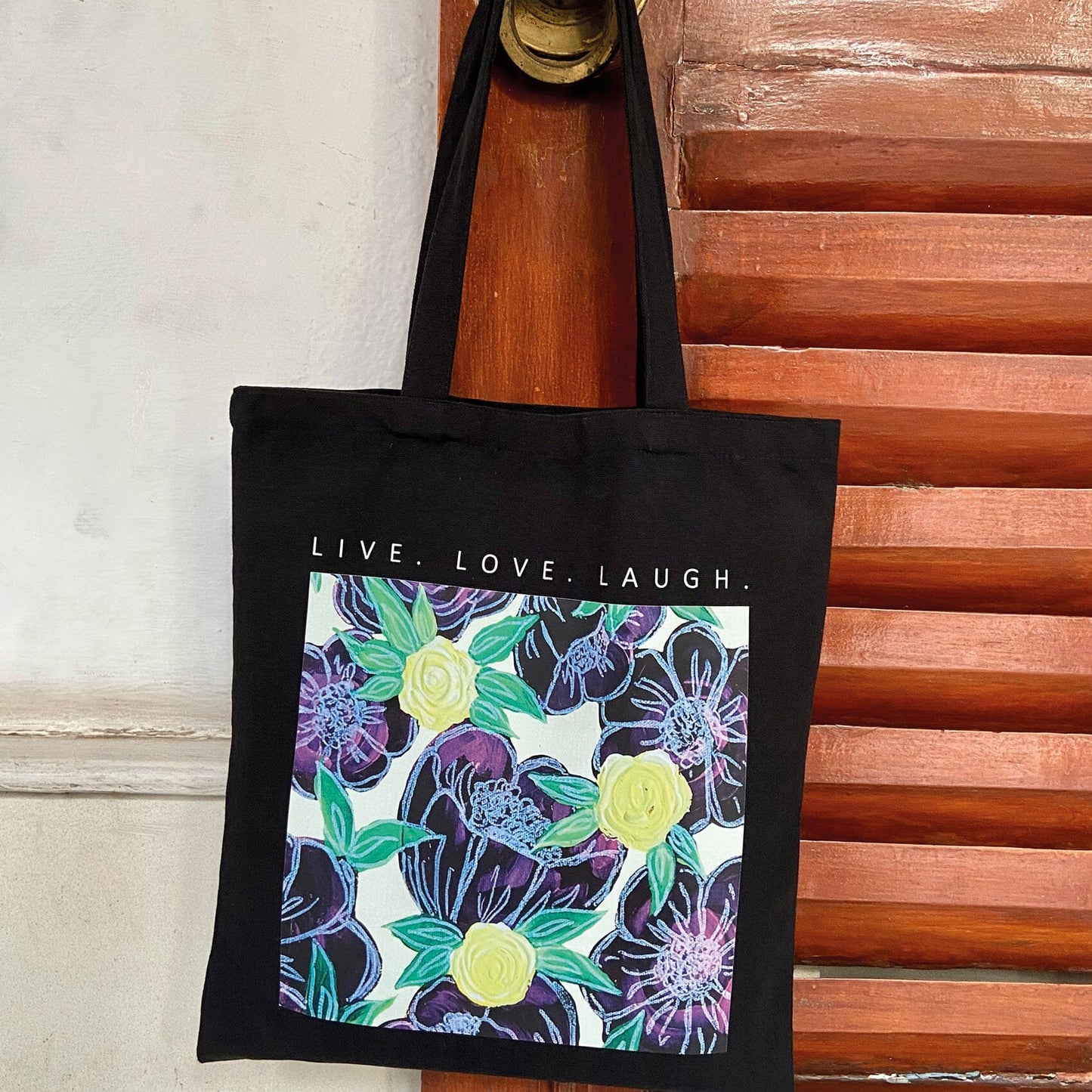 Live. Love. Laugh. | Tote Bag Tote Bags feb & flowers