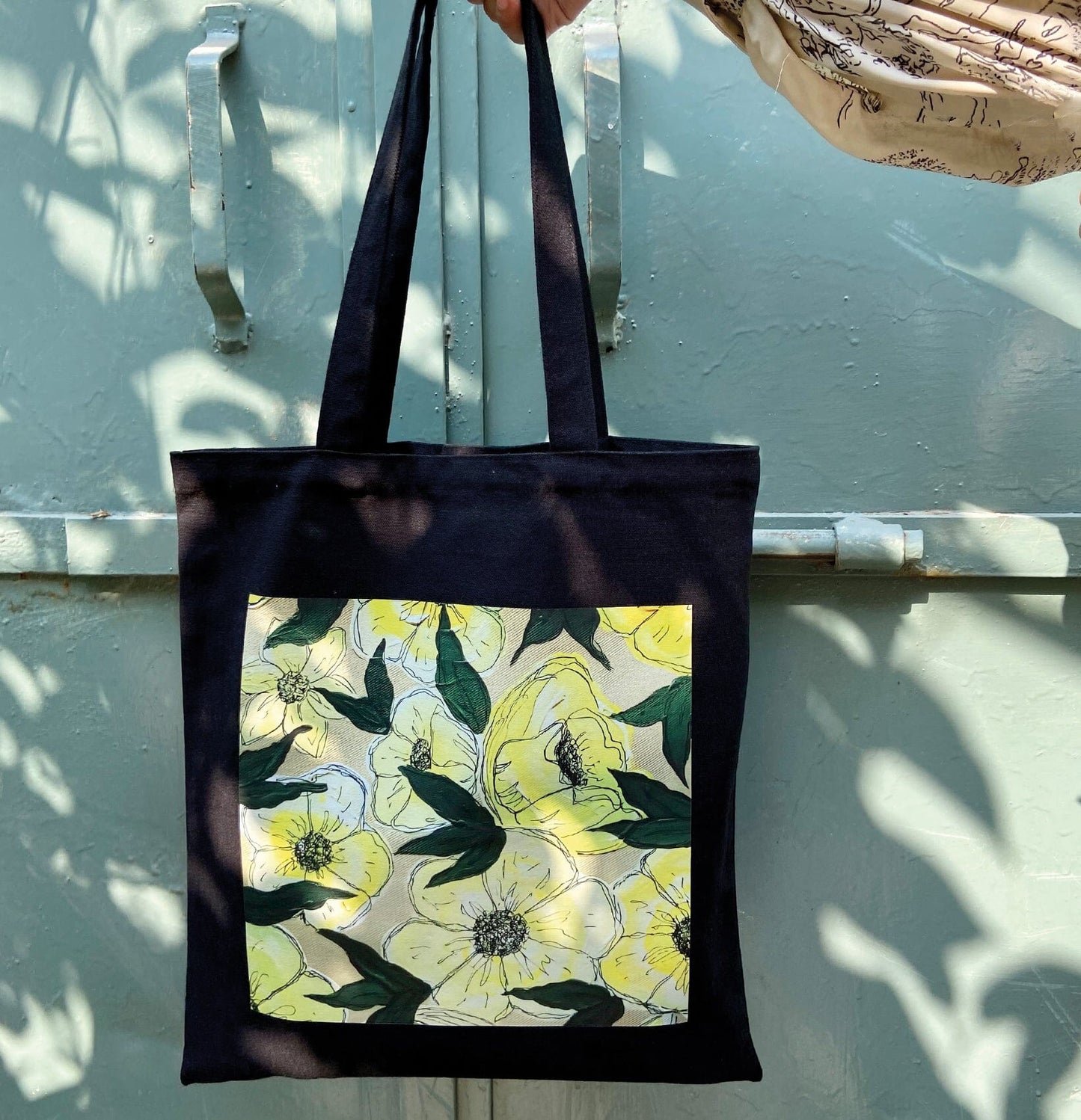 White Blooms on Beige | Tote Bag Tote Bags feb & flowers