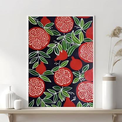 Pomegranate Elegance | Painting Painting feb & flowers 