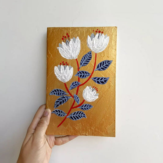 White on Gold | Hand-painted Notebook