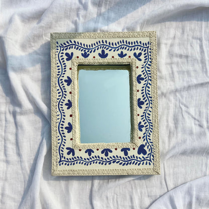 Delicately White | Hand-painted Wooden Mirror