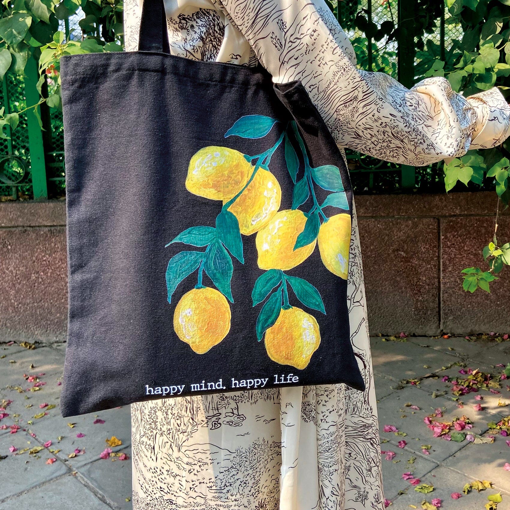 Happy Mind. Happy Life | Tote Bag Tote Bags feb & flowers 